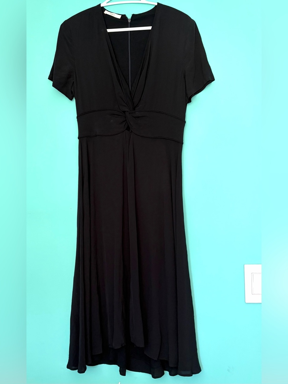 Sessun French Designer Anabella Black Twist-Front Women's Cocktail Dress
